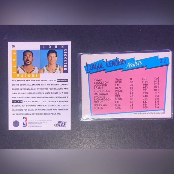 John Stockton w/ Karl Malone & Magic Johnson Cards (2) 1991-1992 - Picture 2 of 2